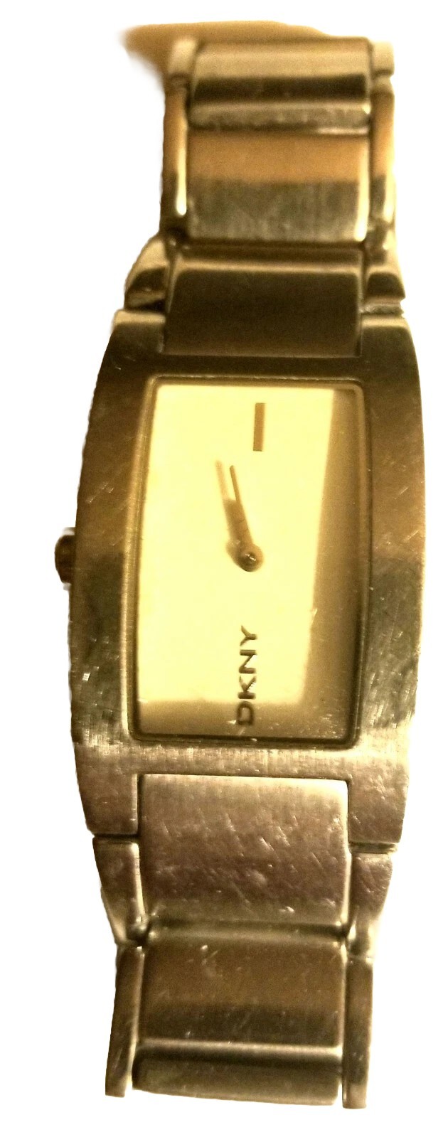 Vintage DKNY NY Stainless Steel Rectangular Tonneau Minimalist Bracelet Watch