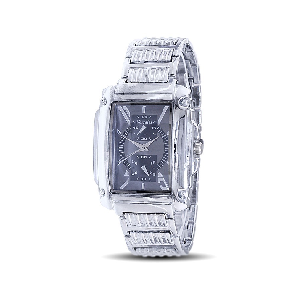 Mens Grey Dial Dial Silver Link Band Quartz Bracelet Watch