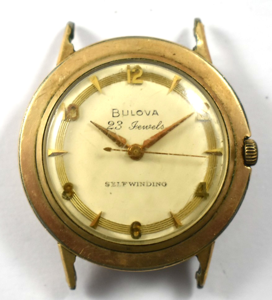 Vintage 1958 L8 Bulova Selfwinding 23J 34.15mm 10KRGP Case Watch Runs lot.k1