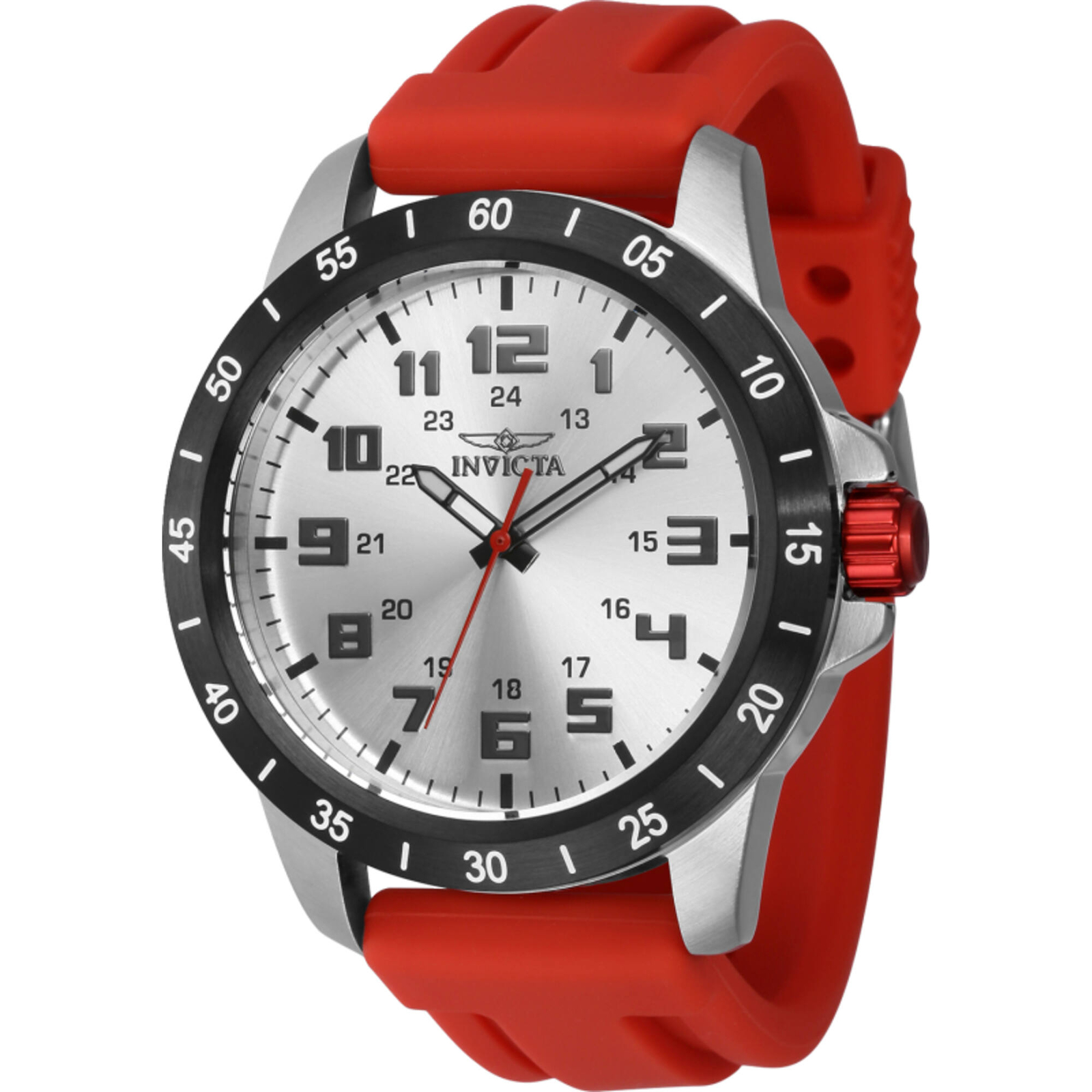 Invicta Men’s Watch Pro Diver Silver Dial Red Rubber Silicone Strap Quartz 40002