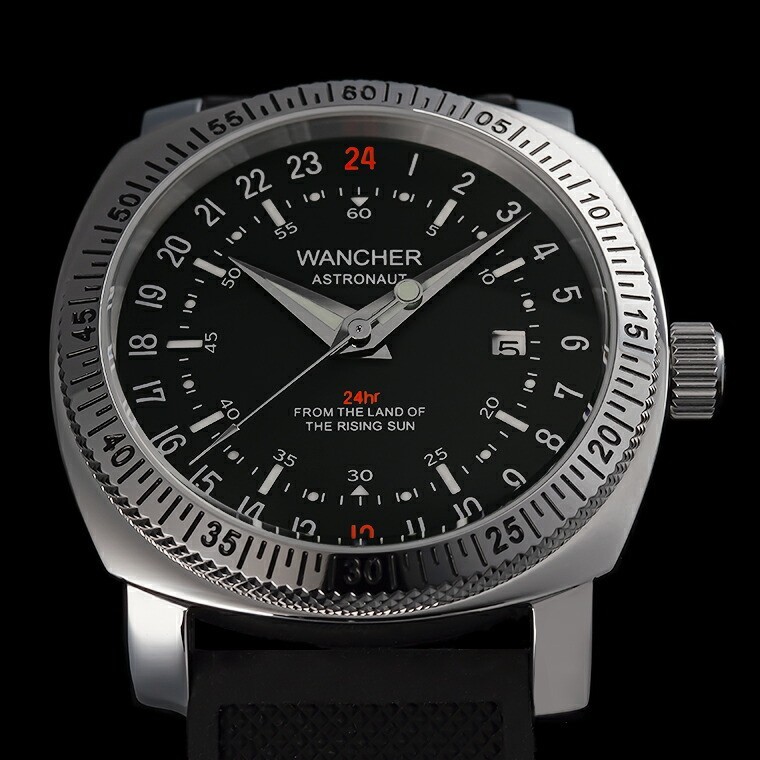 WANCHER Astronaut Black Deep Dial 24-Hour Automatic Watch 43mm Case New
