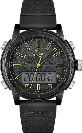 Lacoste Challenger Analog Digital Black Silicone Strap Men’s Watch 2011076 45MM
