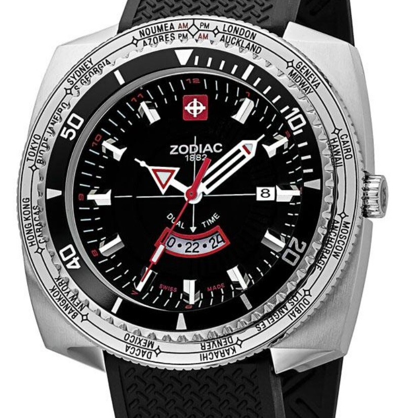 zodiac super sea dragon ZO3701 watch dual time Swiss Made Manual & Case