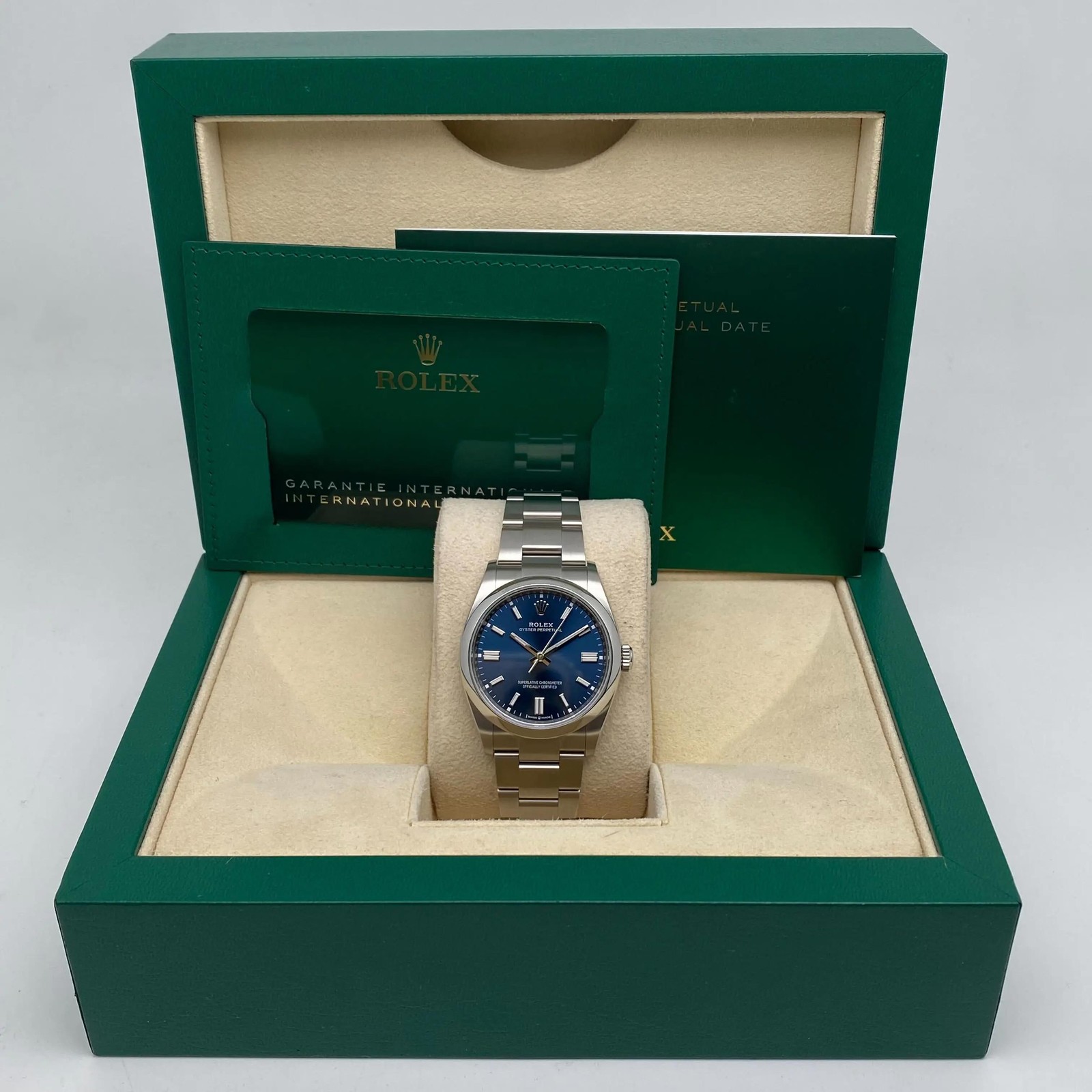 Rolex Oyster Perpetual 126000 36mm Steel Blue Dial Automatic Mens Watch