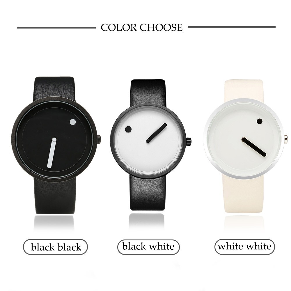 Geekthink Creative Minimalistic Quartz Unisex Adults Watch Luxury Leather 3ATM