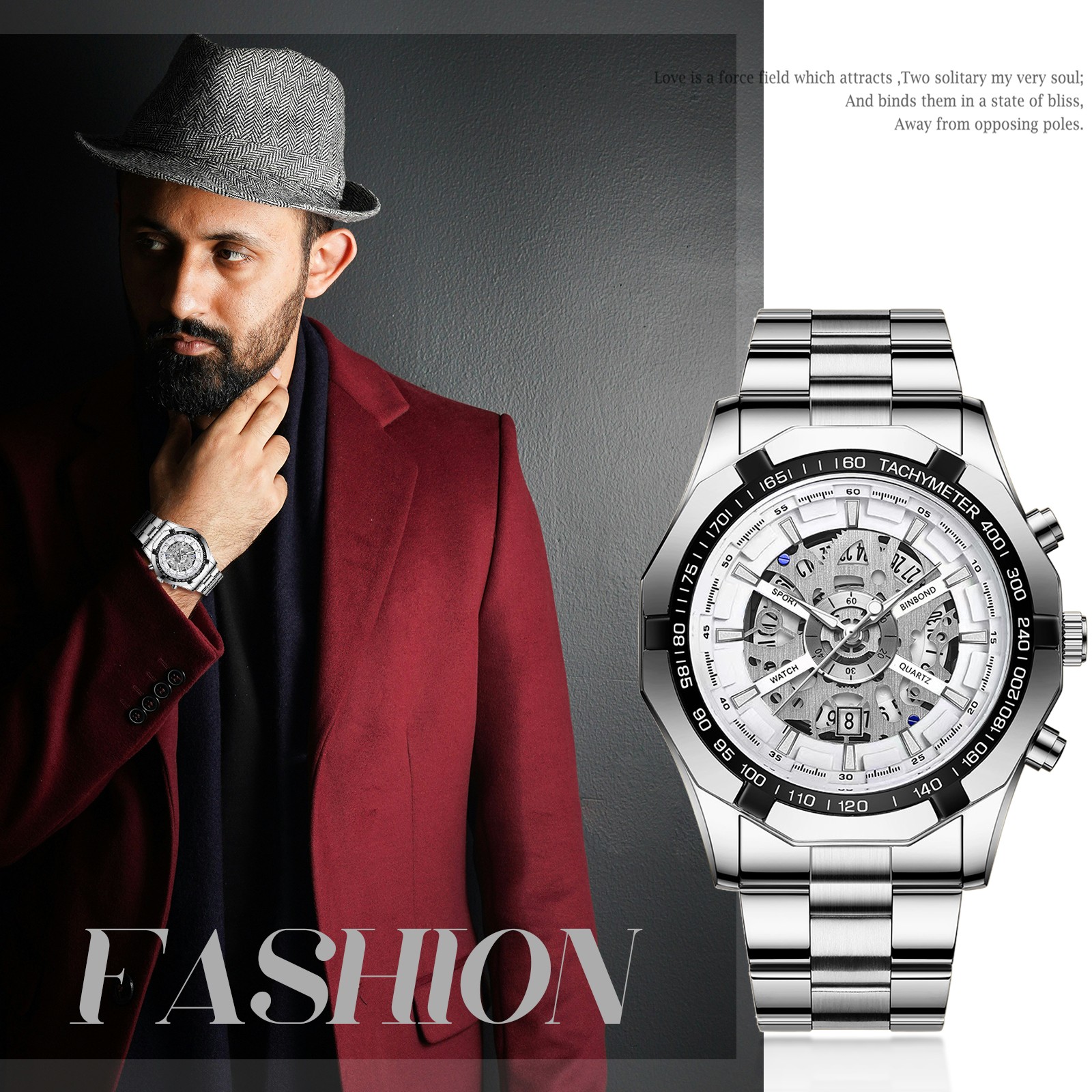 Men’s Waterproof Skeleton Stainless Steel Watch Luxury Quartz Wrist Watch