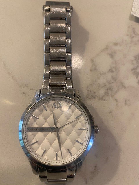 Armani Exchange Silver Quilted Dial Stainless Steel Ladies Watch AX5200