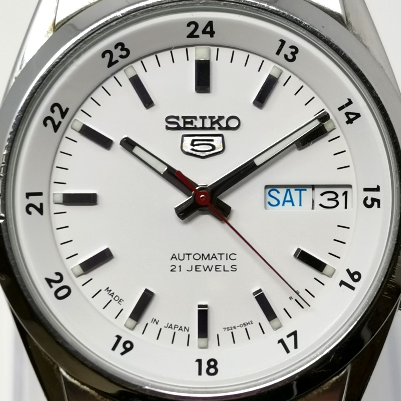 SEIKO 5 automatic 7S26 02C0 white transparent back 21 jewels From Japan
