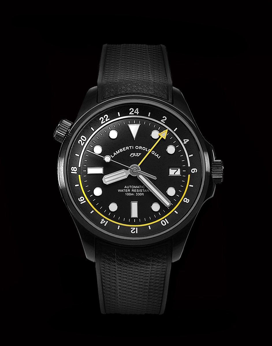 LAMBERTI WATCHES Ref. 23925NN DOUBLE GMT. Automatic, sapphire, 100mt