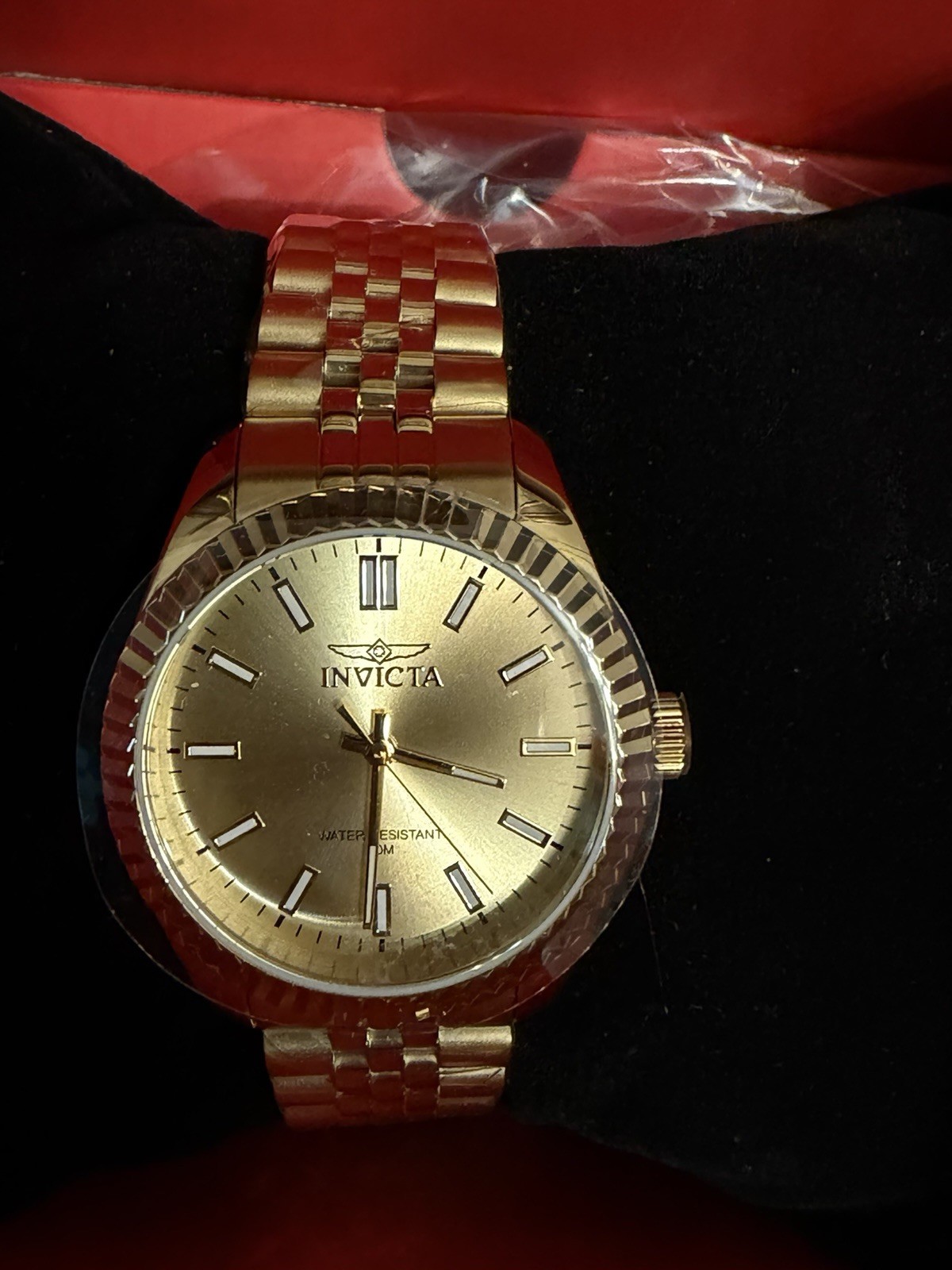Invicta Specialty Women’s Gold Tone Wristwatch 36mm Fluted Bezel Bracelet w/ Box