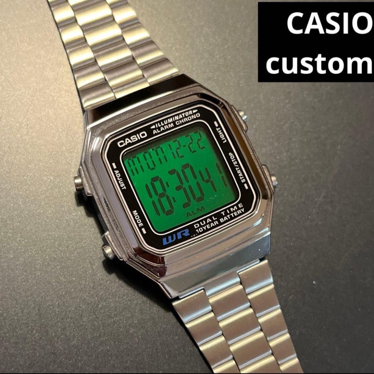 Casio Digital Dual Time Green Display Wristwatch