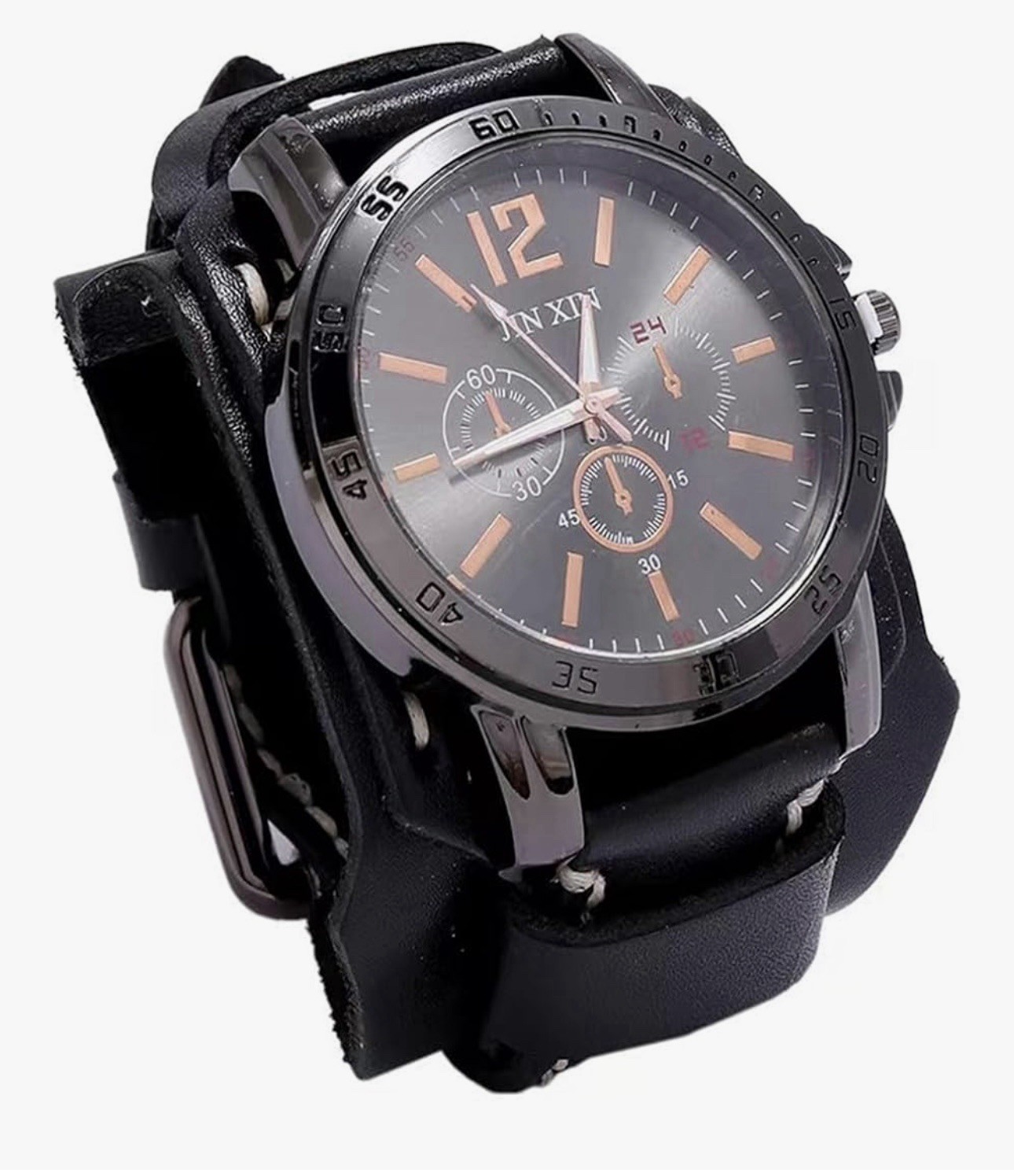 JIN XIN Handmade Sewn W/Wax Rope Men’s Watch Wide Leather