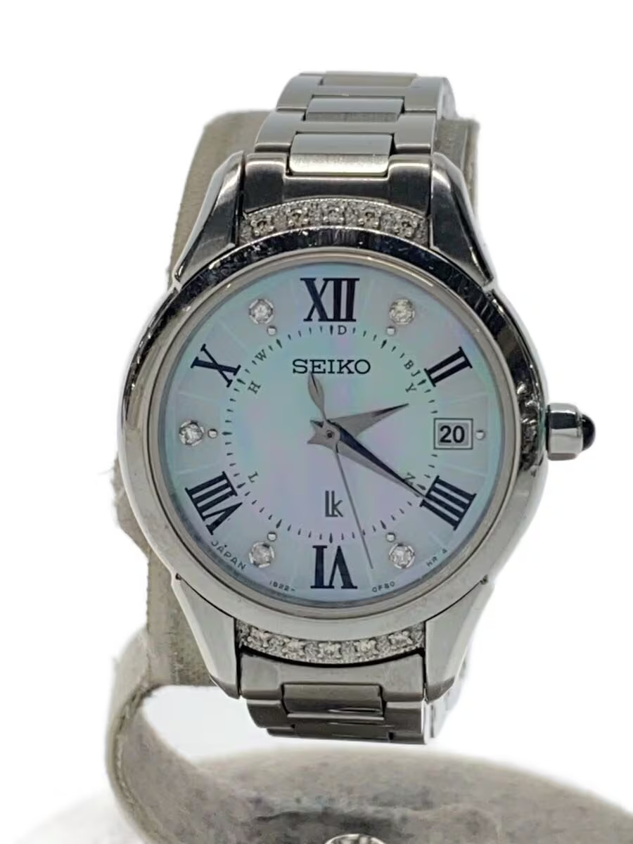SEIKO LUKIAYASE Solar Watch Analog Stainless Steel White Silver SS 1B22 0CL0