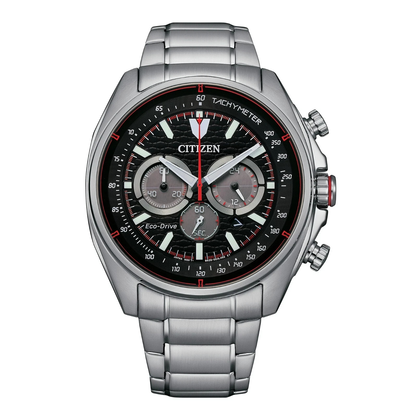 Citizen Men’s Sport Casual Date Eco-Drive Luminous Silver Watch 44 MM CA4561-89E