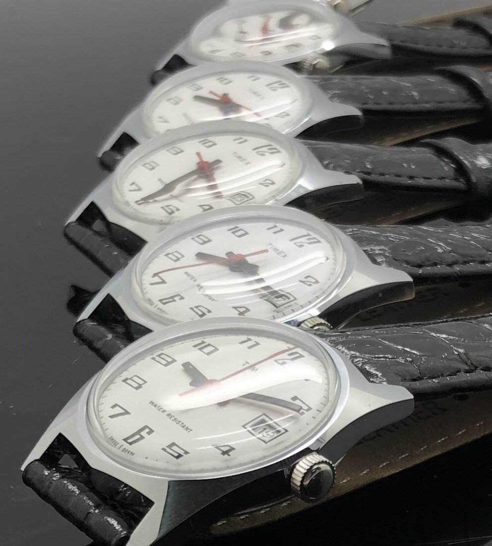 NEW From OLD STOCK Timex Men’s Manual Wind RED seconds Date Watch Leather Band