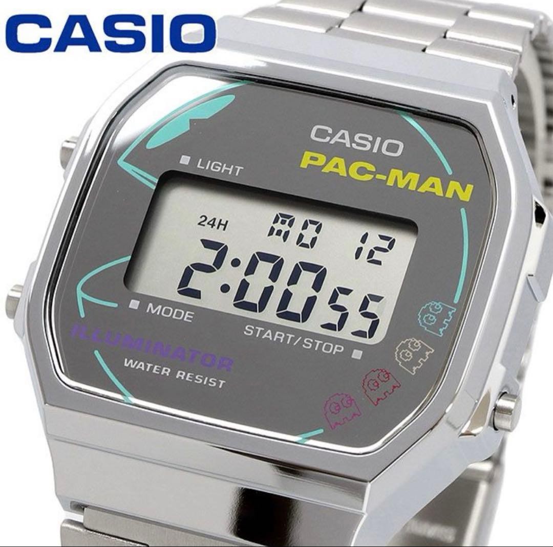 CASIO A168WEPC-7A Pacman Collaboration Digital Retro Square Unisex Metal Watch