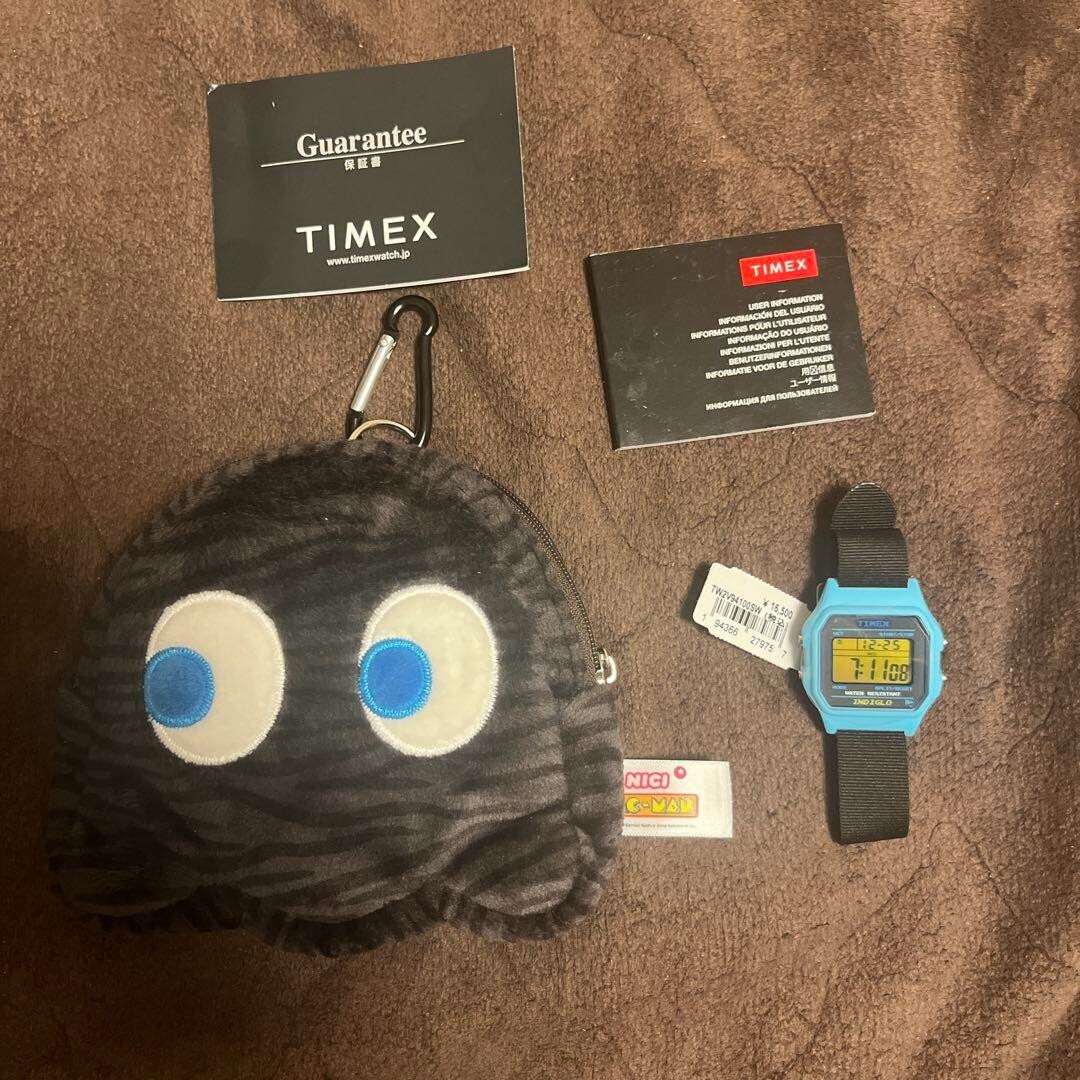 Timex Pac-Man Collaboration Watch with Pac-Man Ghost Plush Pouch