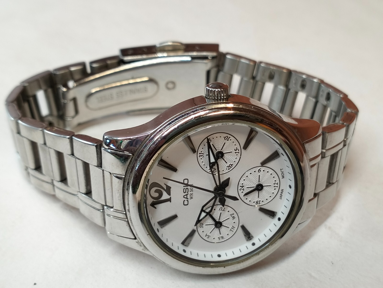 MULTIFUNCTION QUARTZ WHITE DIAL LTP-2085 JAPAN WOMEN’S FULL WORK ALL ORG.