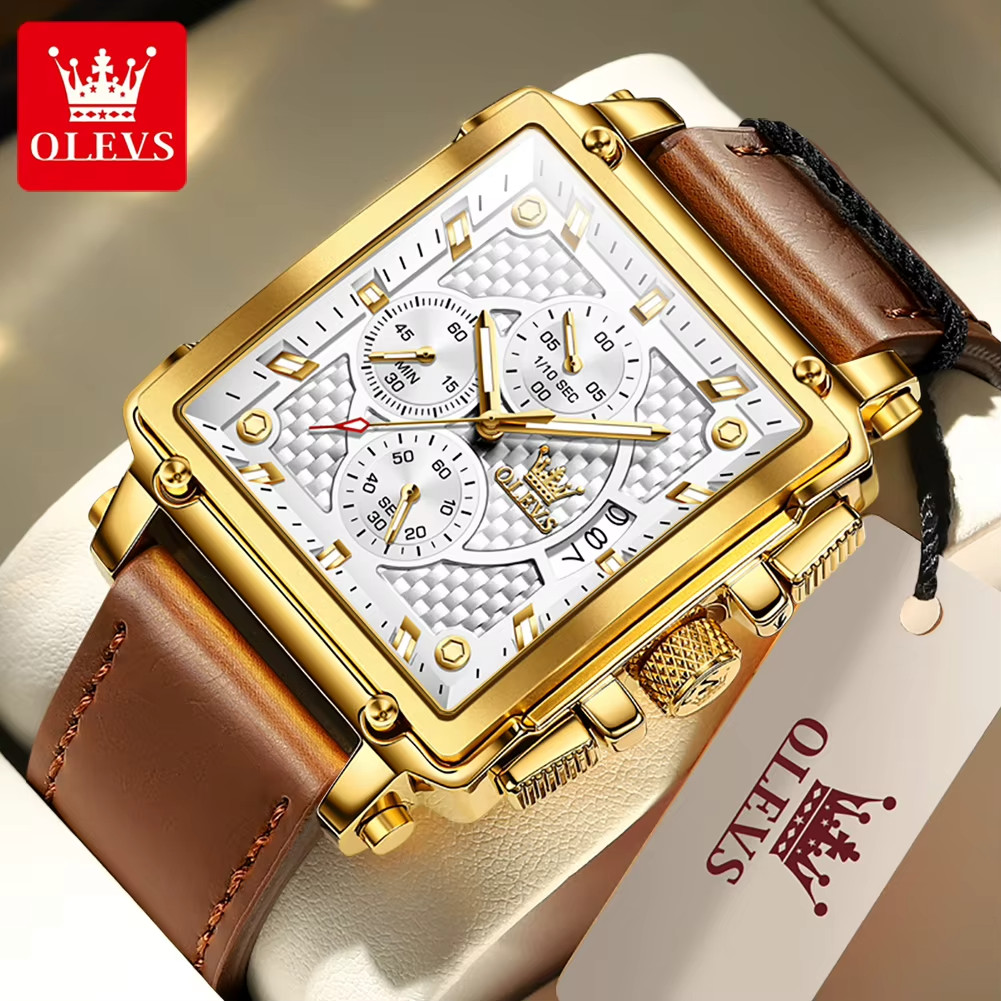 OLEVS 9925 Brand original authentic watches for man luxury Gift Box Belt large