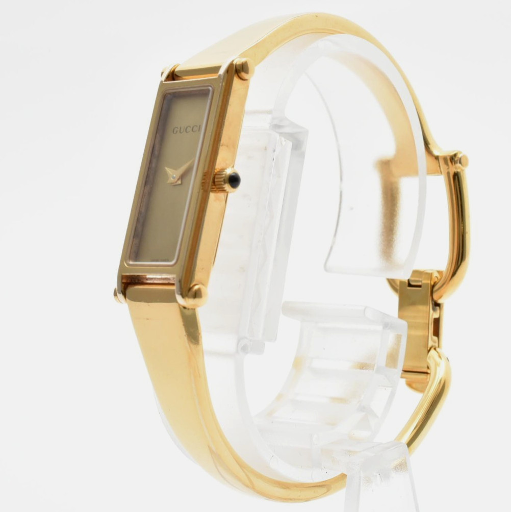Vintage [N MINT] GUCCI 1500L Gold Dial 12mm Qz Bangle Ladies Watch JAPAN