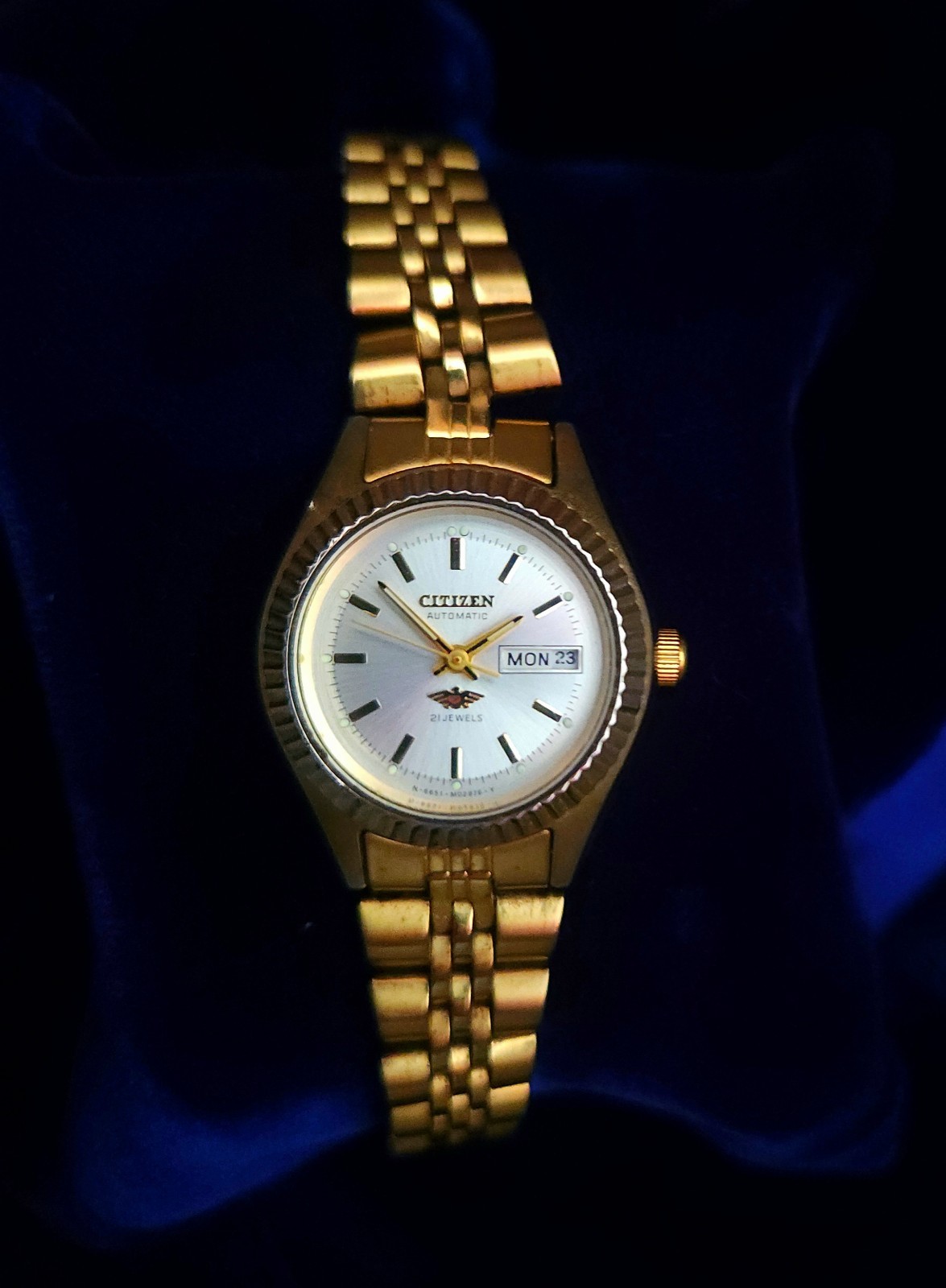Ladies CITIZEN Eagle 7 Automatic 21J Day-Date Watch Excellent Condition Gold T.