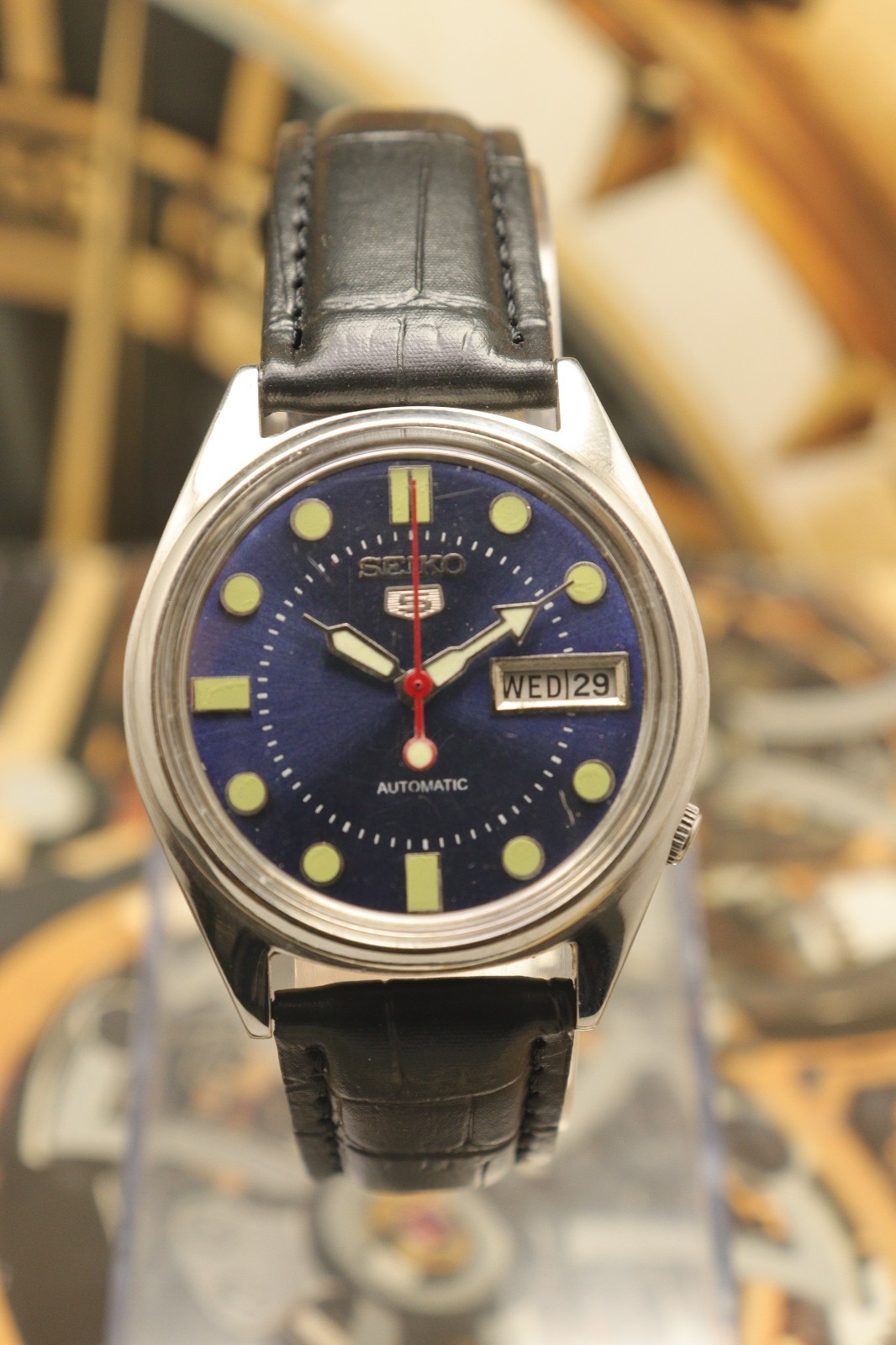 Vintage Seiko 5 Automatic Blue Dial Wrist Watch For Men’s Japan Movement 6309.