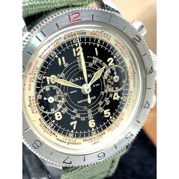 Gallet Men’s Watch Flight Officer USAAF Truman Swiss Manual Wind Chronograph