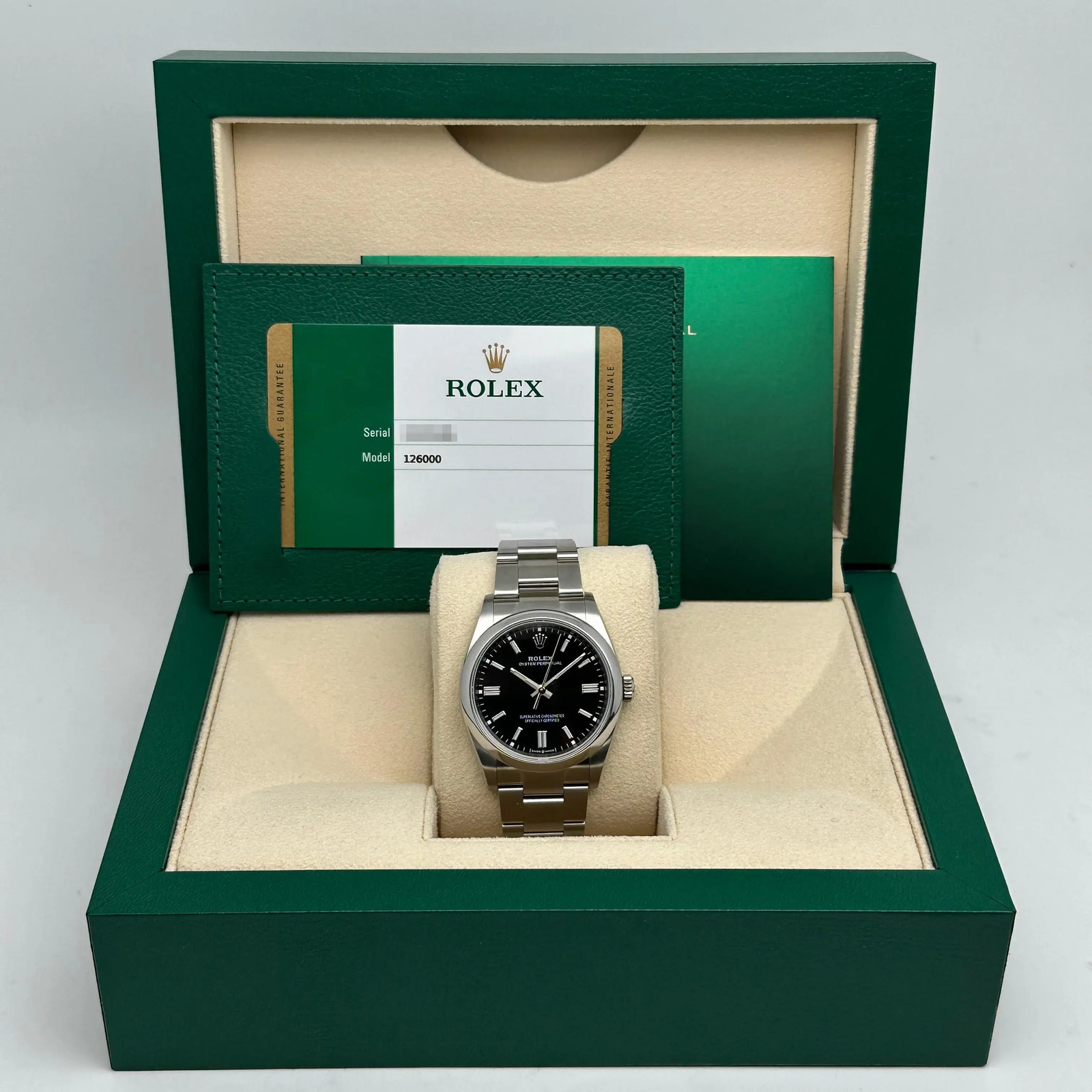 Rolex Oyster Perpetual 36mm Steel Black Dial Automatic Men Watch 126000
