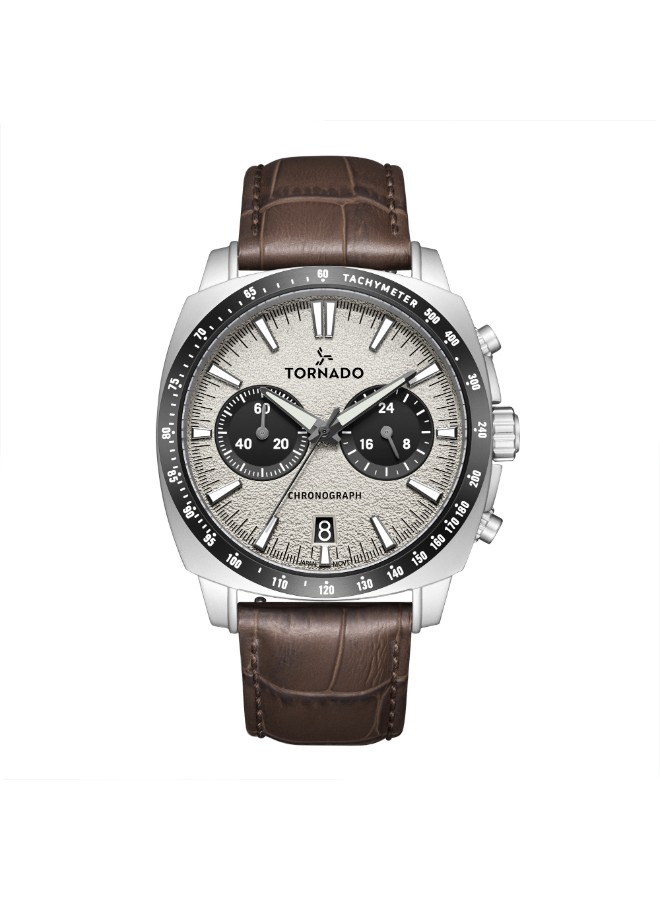 Tornado Men’s Chronograph Watch | Ivory Dial, 42mm, 100 m (10 ATM)