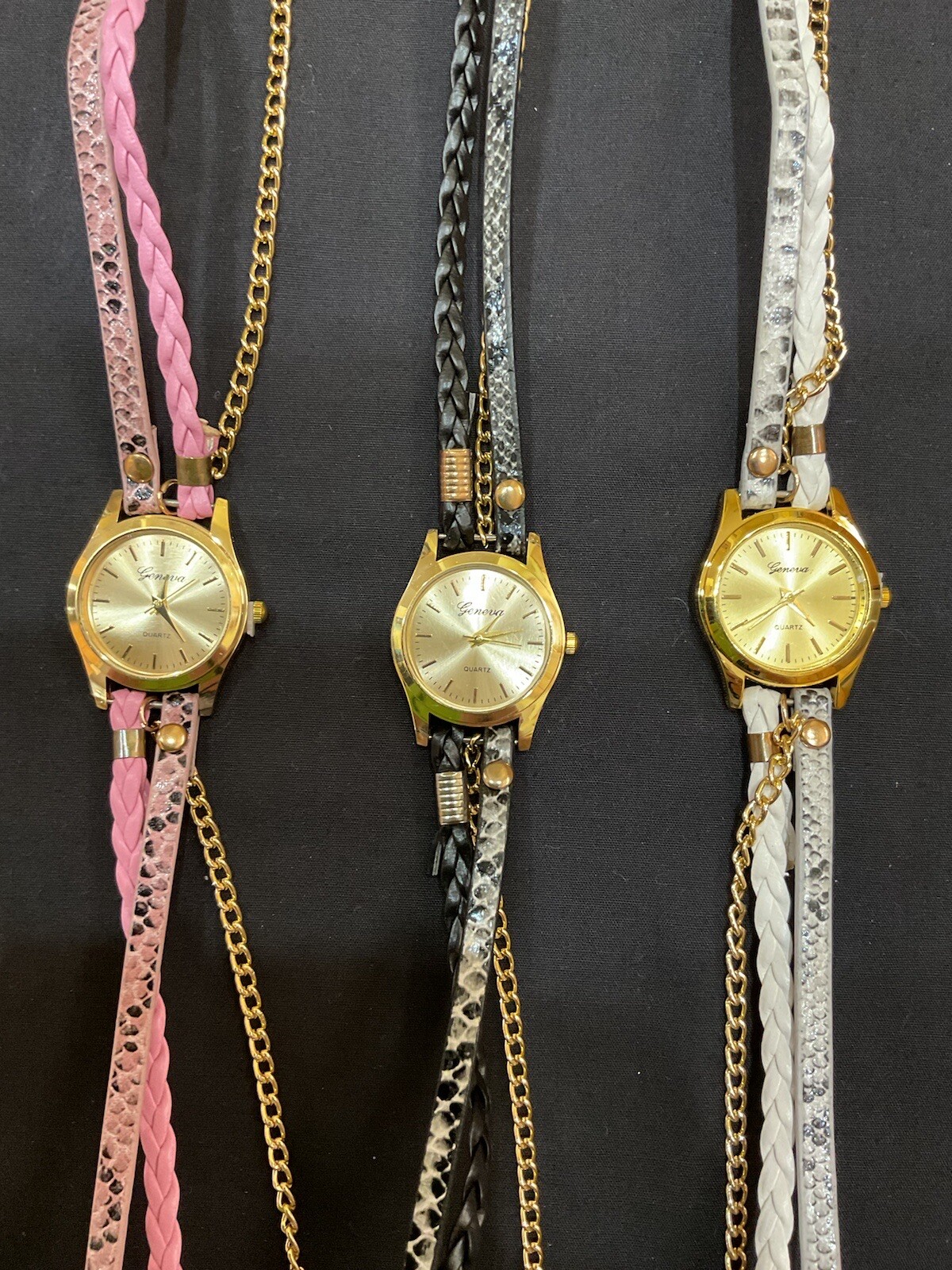 Geneva Womens Watch with Wrap Around Strap Band Quartz Movement Lot of 3
