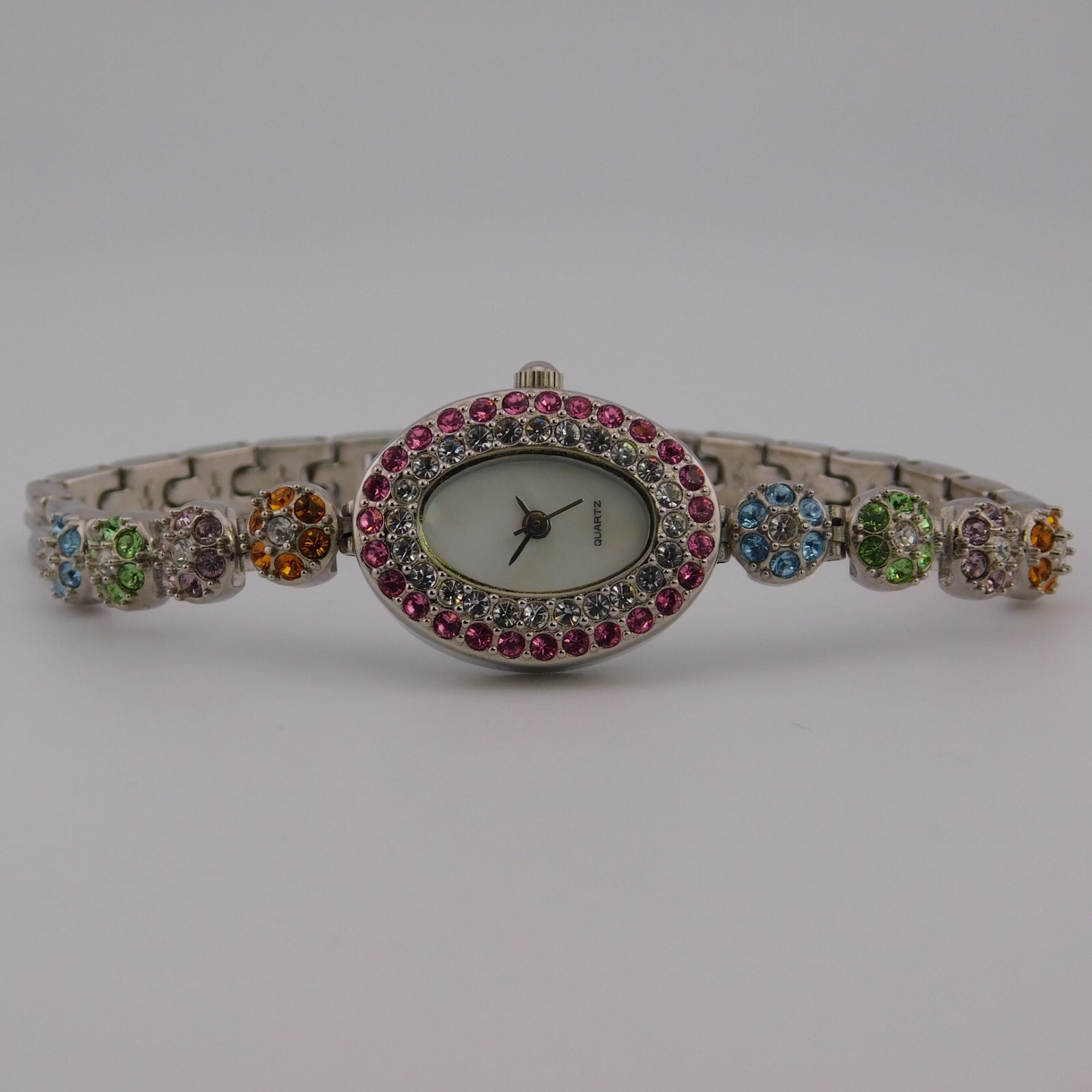 Style Time 34-323 Crystals Inlay Quartz Women’s Watch Sz. 7 1/2″ New Battery
