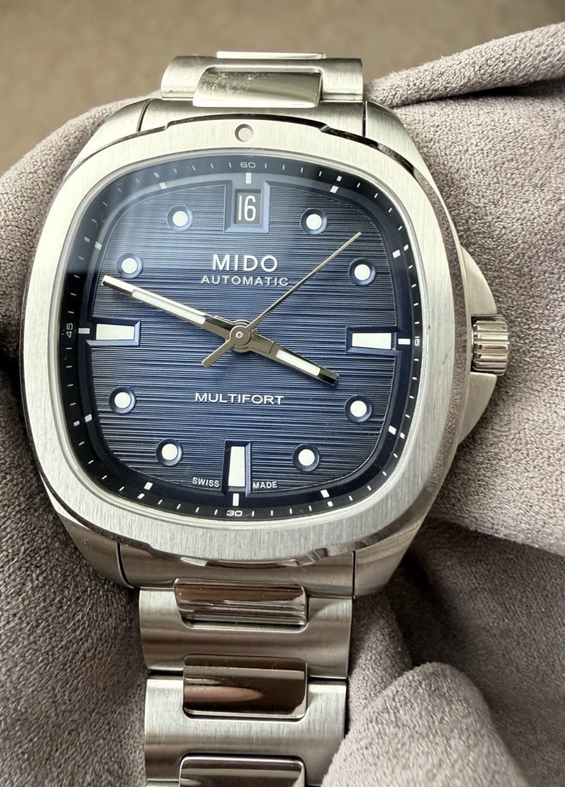 MIDO Multifort Automatic Blue Dial Steel Bracelet Sapphire Date 100m Box Papers