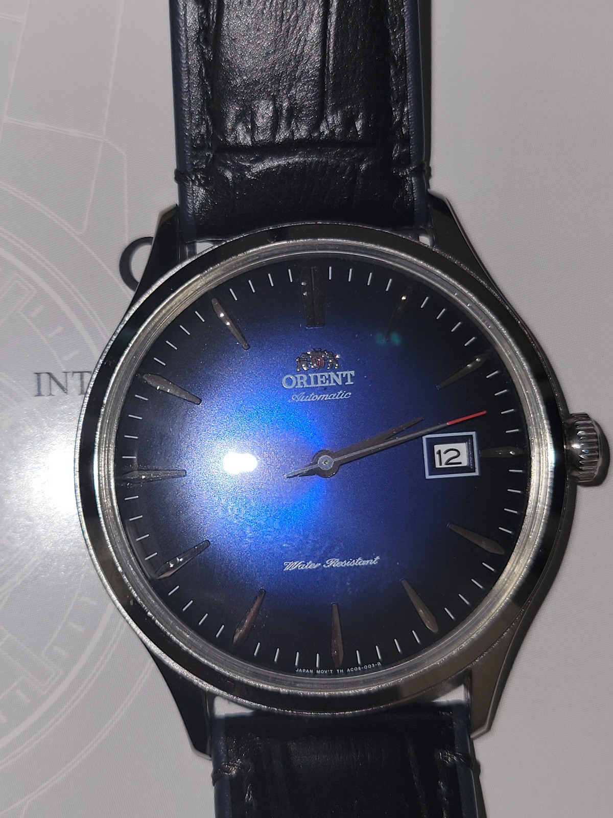 Orient Men’s ‘Bambino Version 4’ Japanese Automatic Stainless Steel and Leather