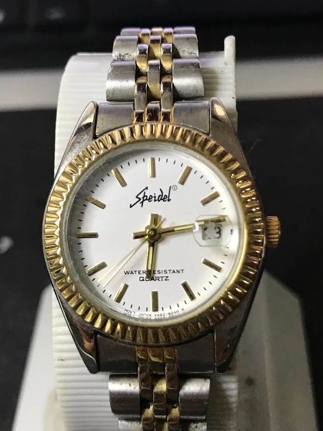 SPEIDEL 27mm White Dial Calendar President Woman watch, Run, New Battery (#1738)
