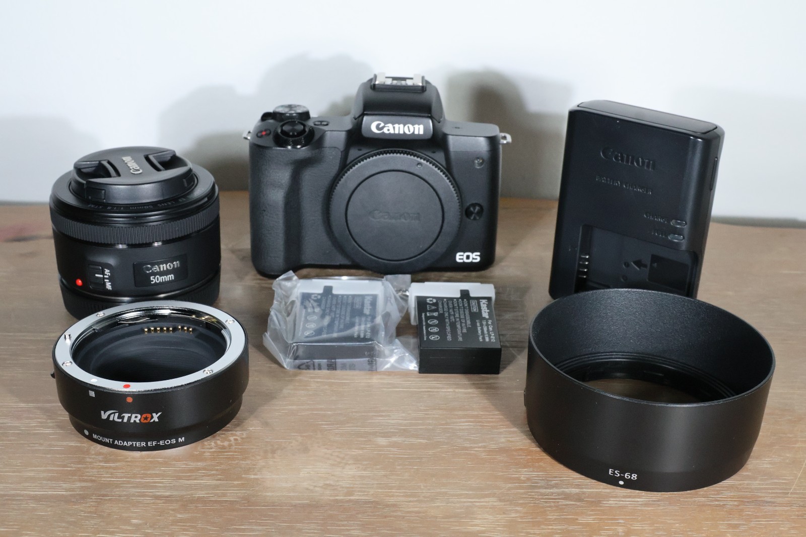 Canon EOS M50 Mark II 24.1MP Mirrorless Camera Kit Used 50MM lens Viltrox EF-M A