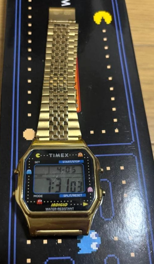Timex T80 Pac-Man 40th Anniversary Gold Digital Watch Retro Limited Original Box