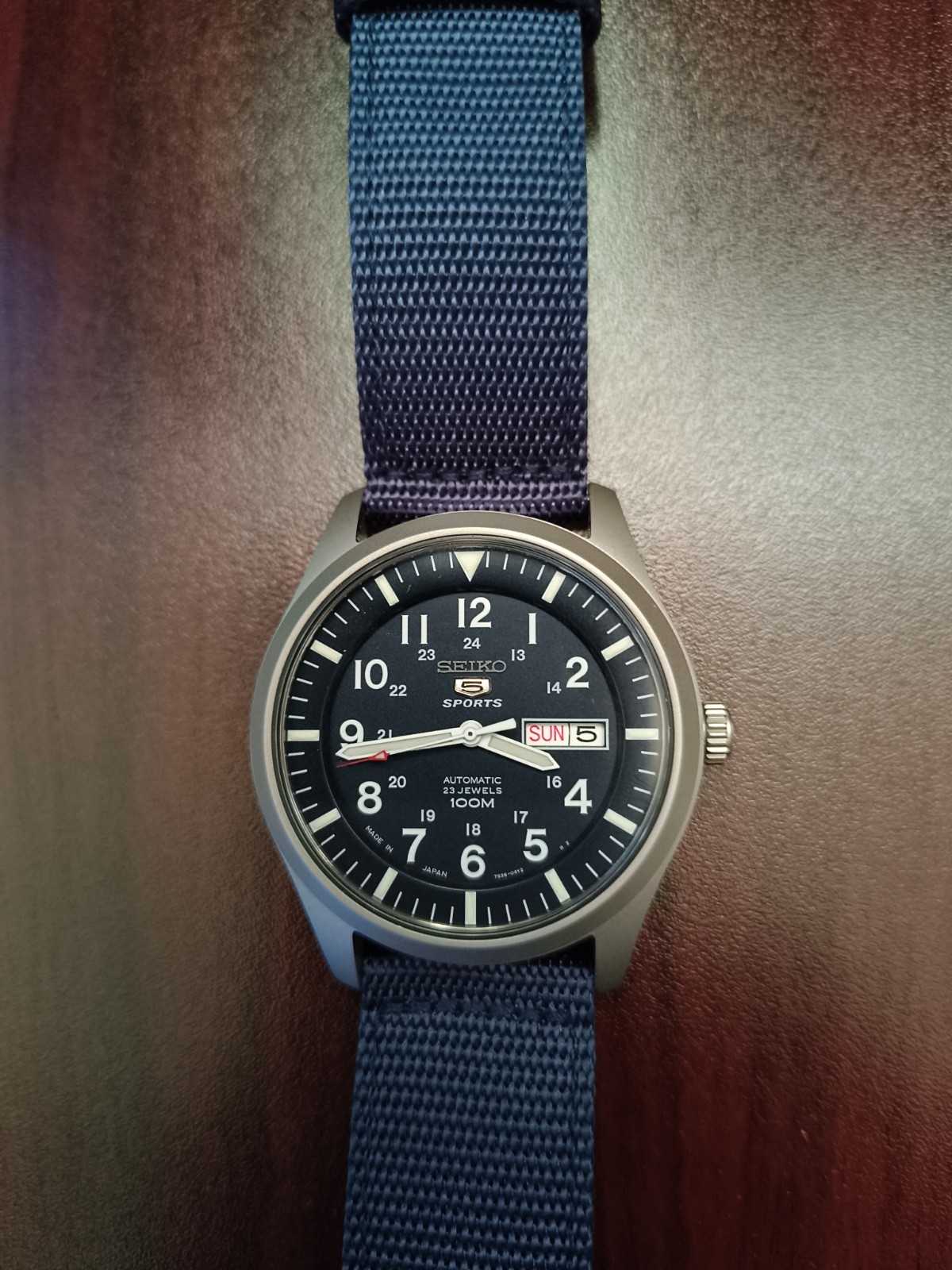 Seiko 5 Sport Automatic Khaki Dial Men’s Field Watch SNZG11J1 Blue