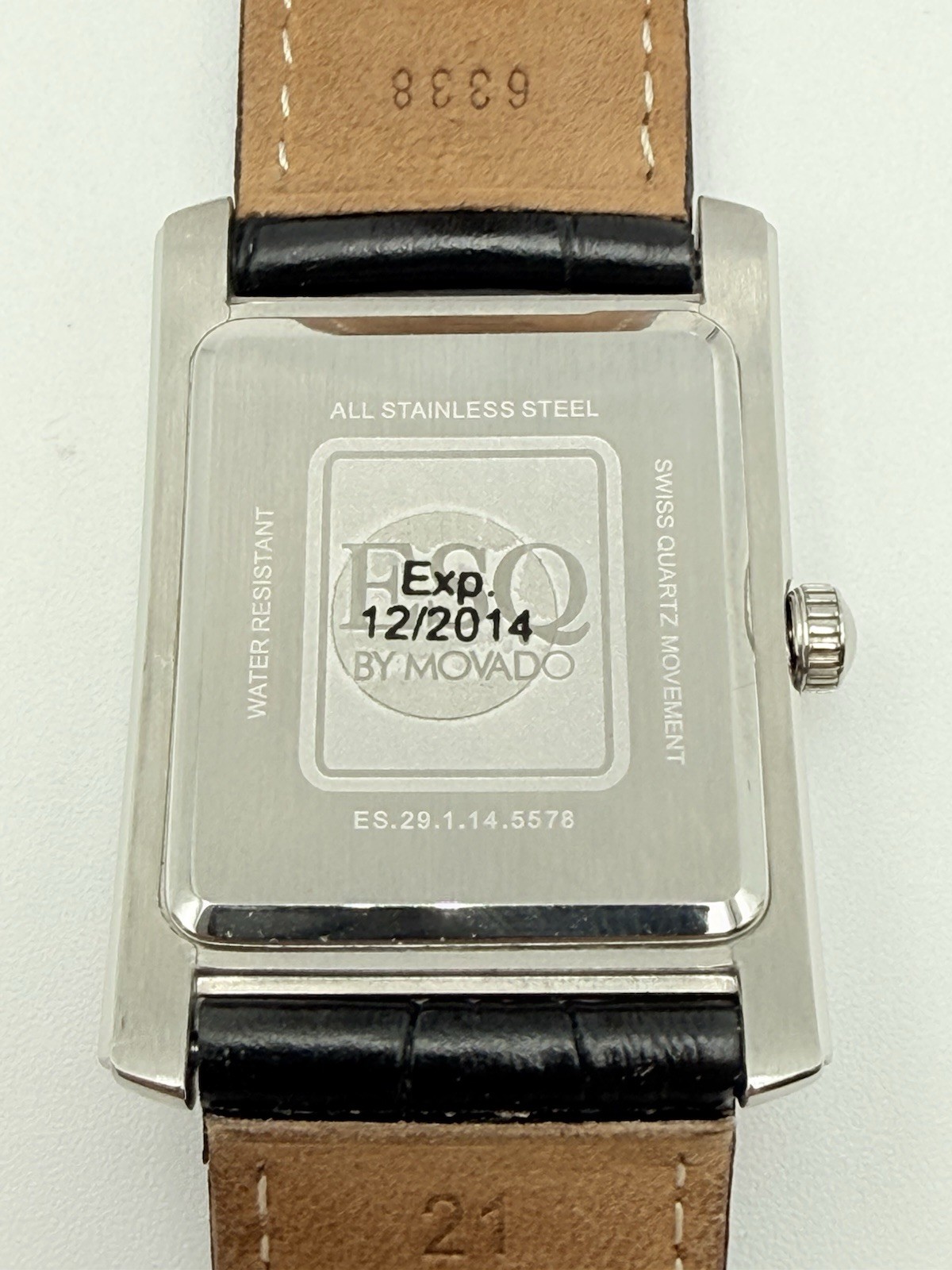 ESQ by Movado Filmore watch rectangular stainless case ES.29.1.14.5578 Runs U5