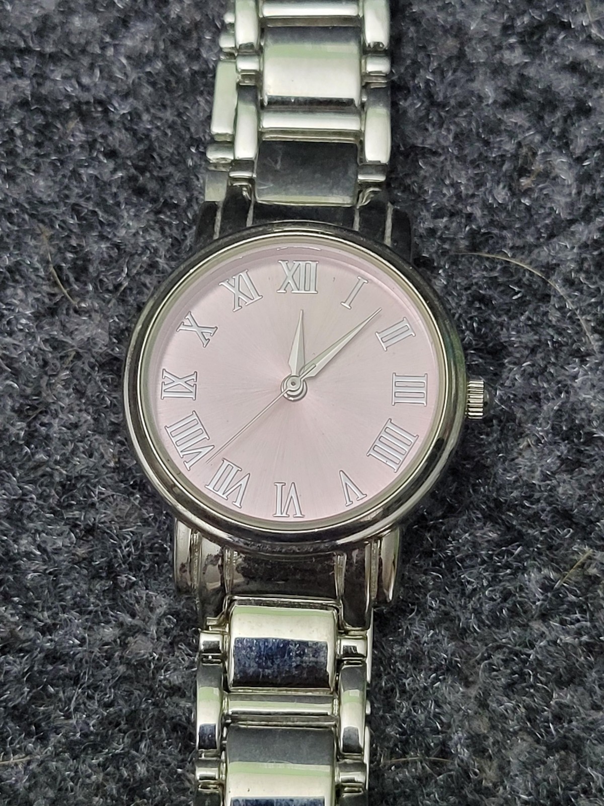 FMD Silver Tone Roman Numeral Watch Womens Japan Quartz Stainless Steel Band