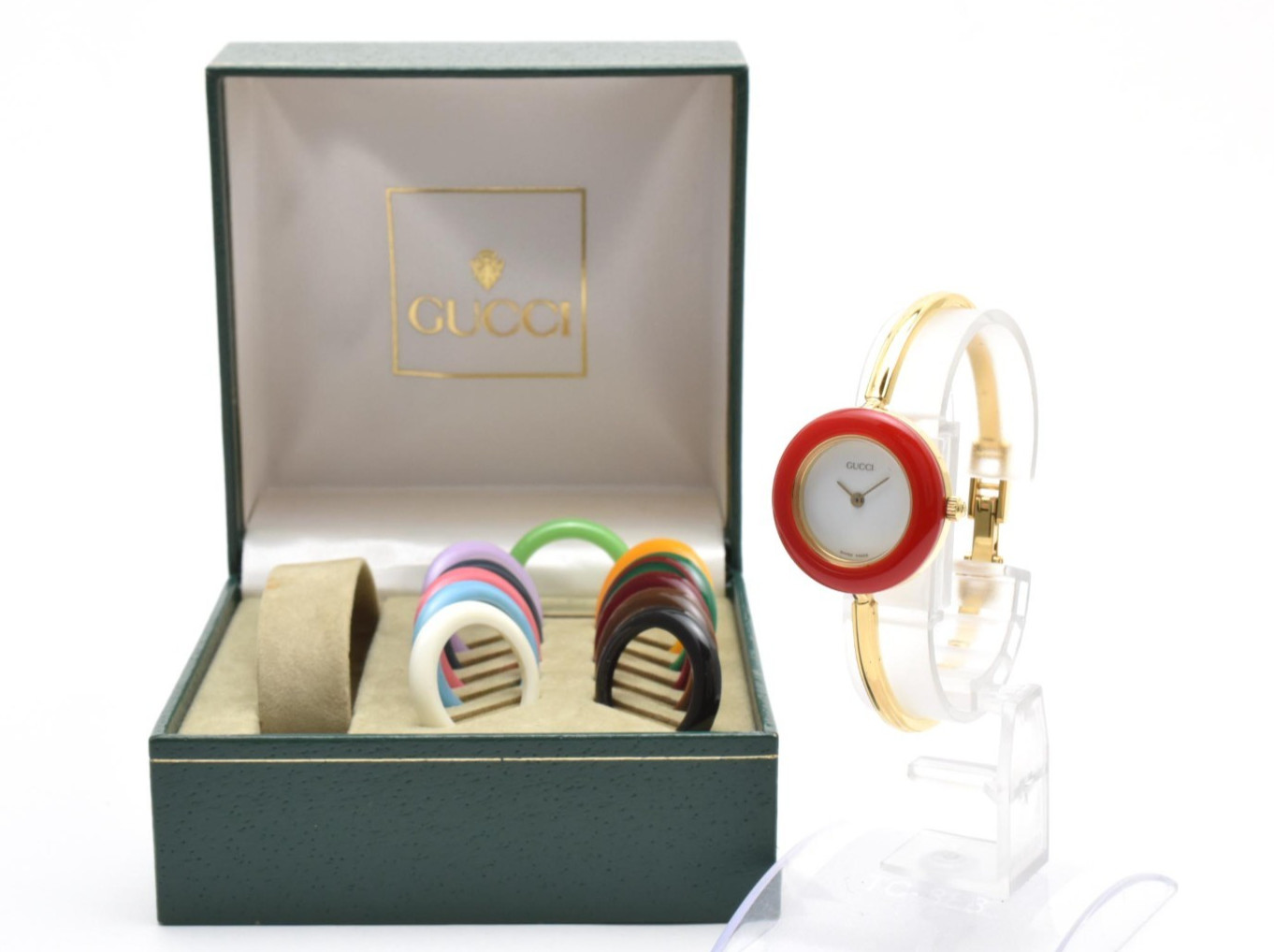 *NEAR MINT w/Case* GUCCI Change Bezel 12 Colors 11/12.2 Quartz Gold 26mm Women’s