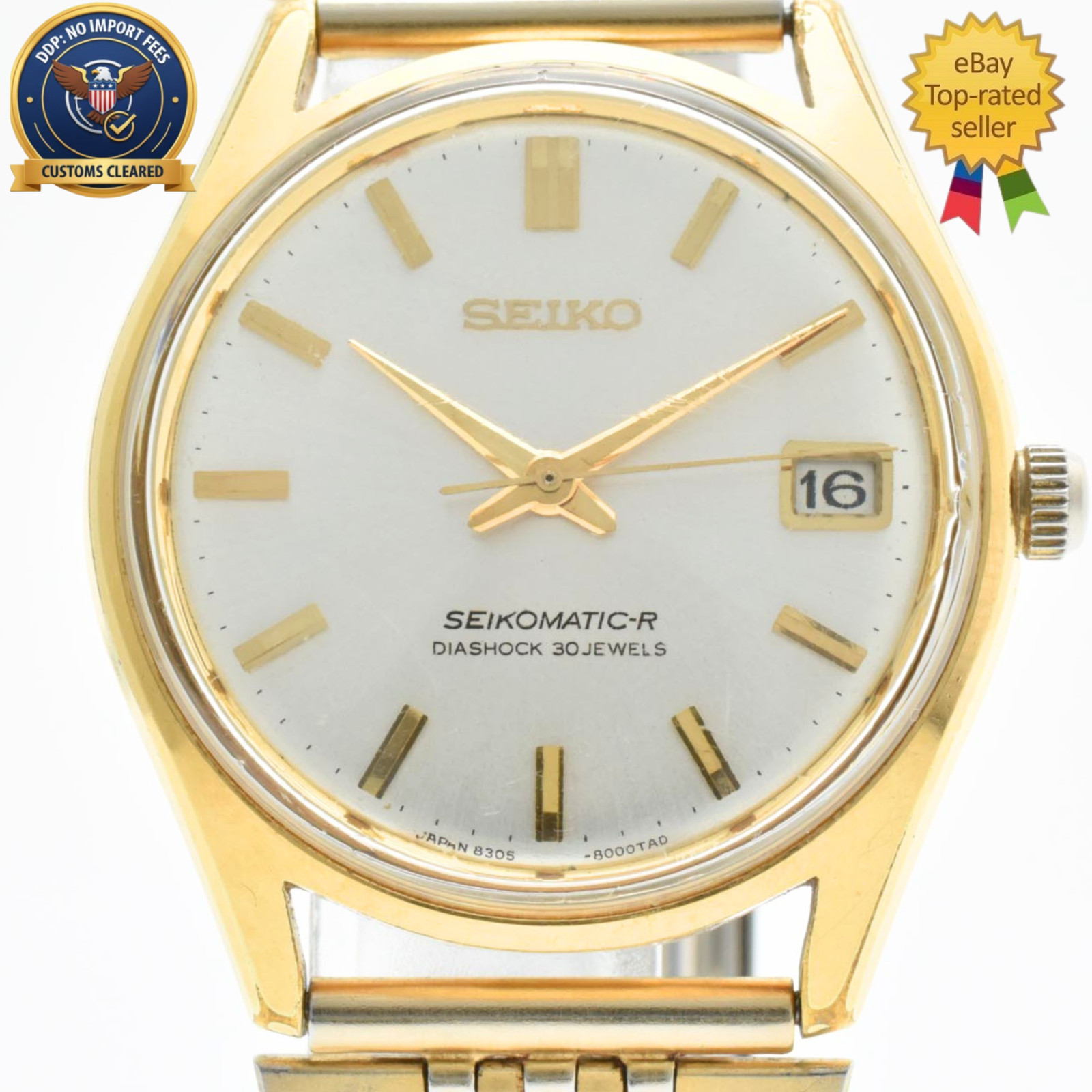Vintage [Exc+5] SEIKO 8305-8010 SEIKOMATIC-R Gold 35mm Automatic Men Watch JAPAN