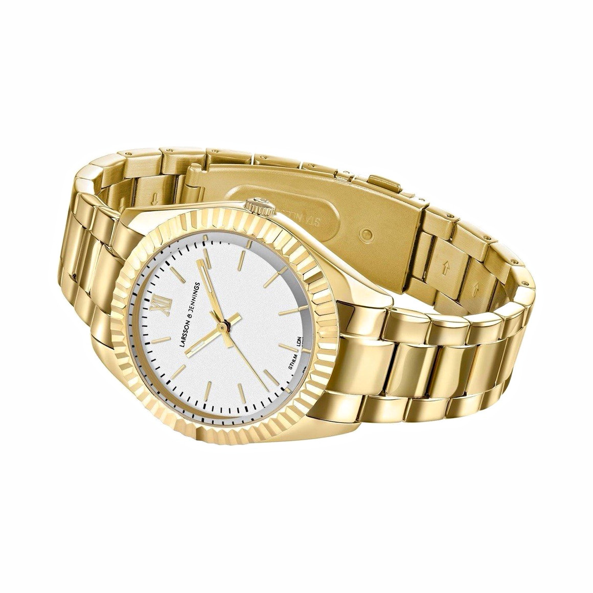 Larsson & Jennings Women’s Gold Tone Bracelet Watch Quartz White Dial Roman