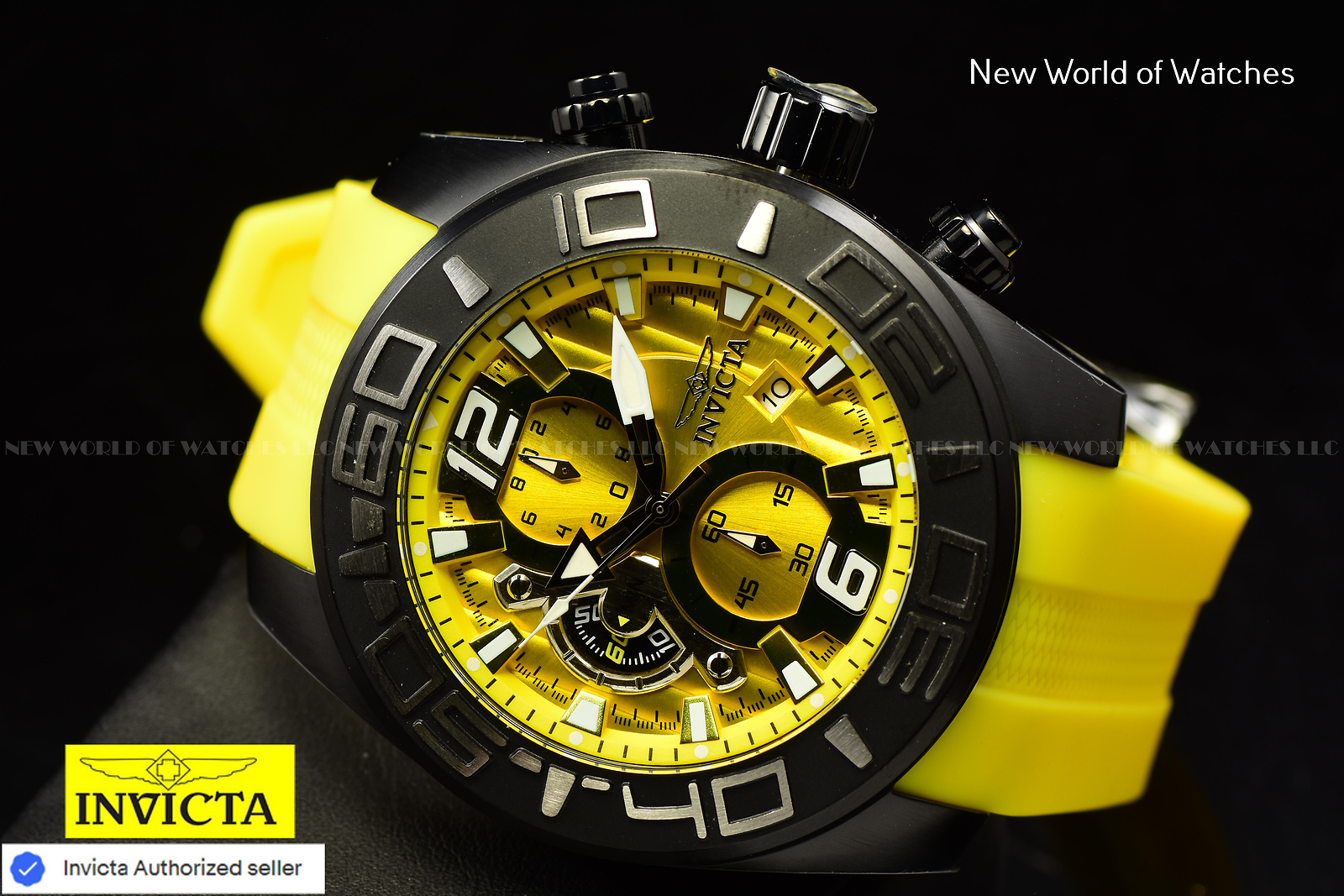 Invicta Pro Diver 50mm Yellow Chronograph Silicone Straps Men’s Watch 24162
