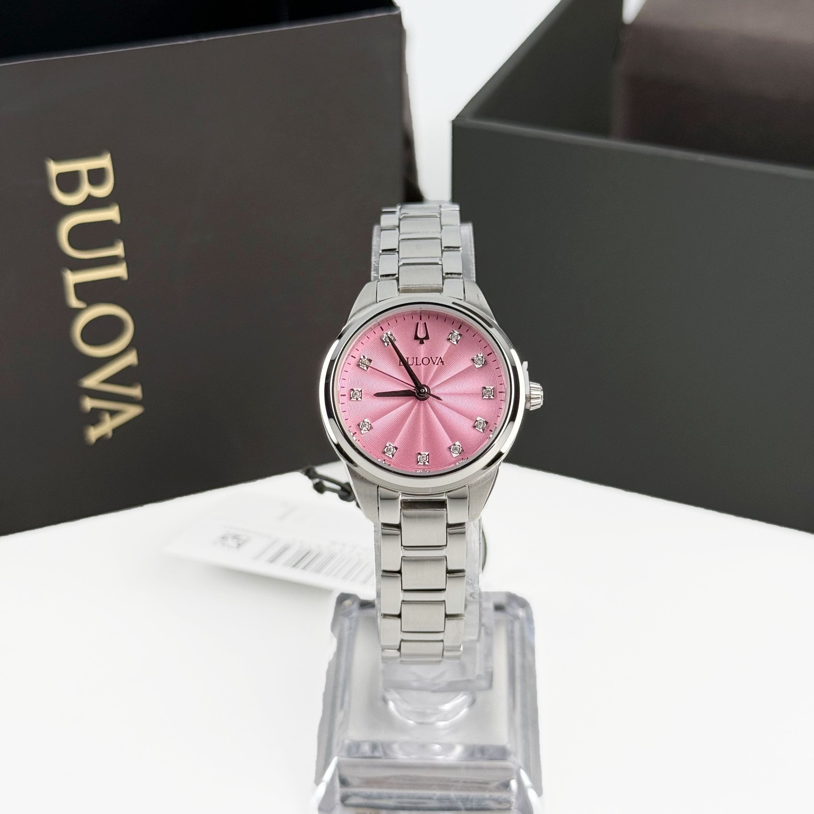 Bulova Sutton 96P249 Women’s Quartz Classic Watch Diamond Pink Dial 28mm