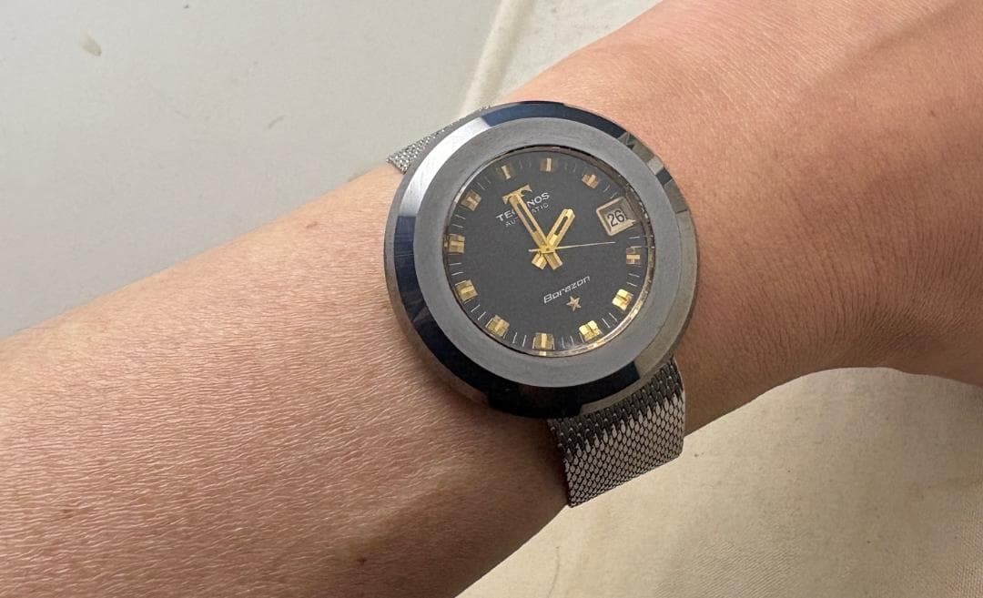 TECHNOS Borazon Vintage Automatic Watch 70s Timepiece Mens Rare Authentic