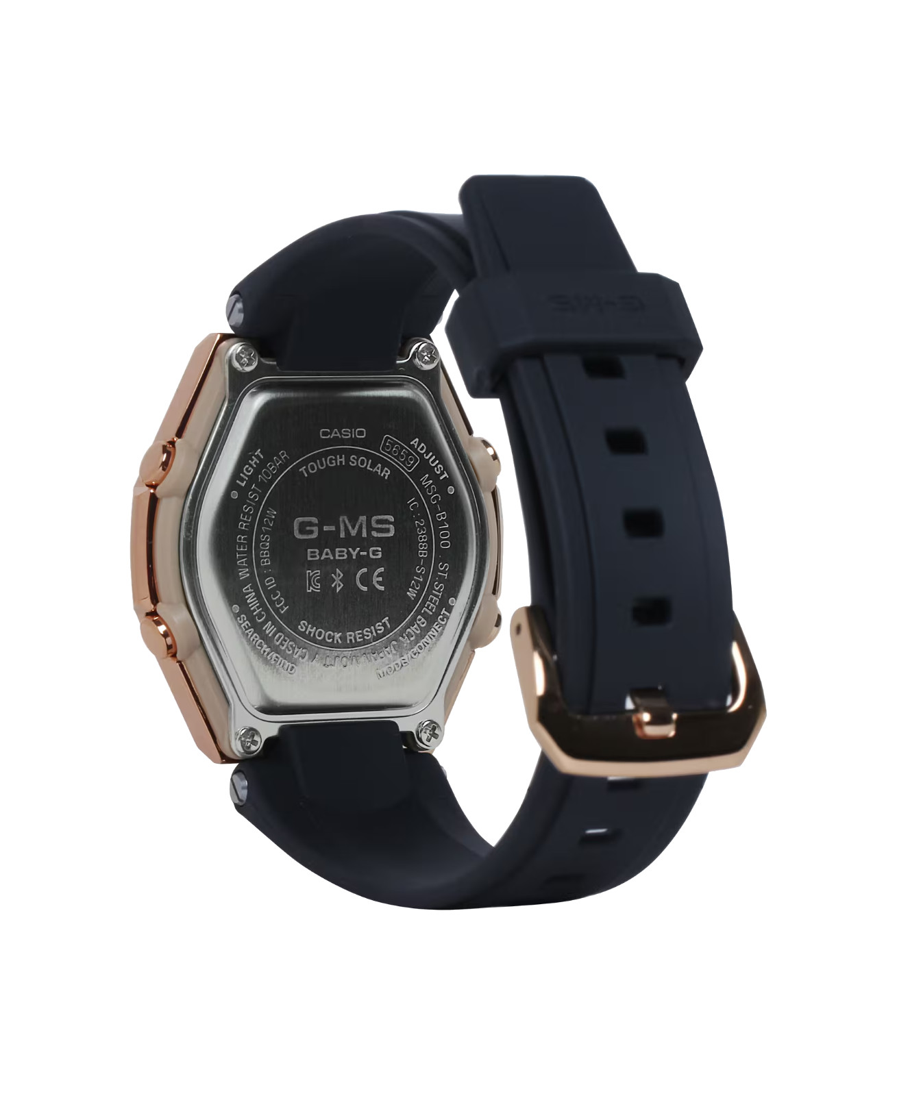 Casio G-MS MSGB100G-1A Bluetooth Solar Womens Ana-Digi Watch Rose Gold/Black