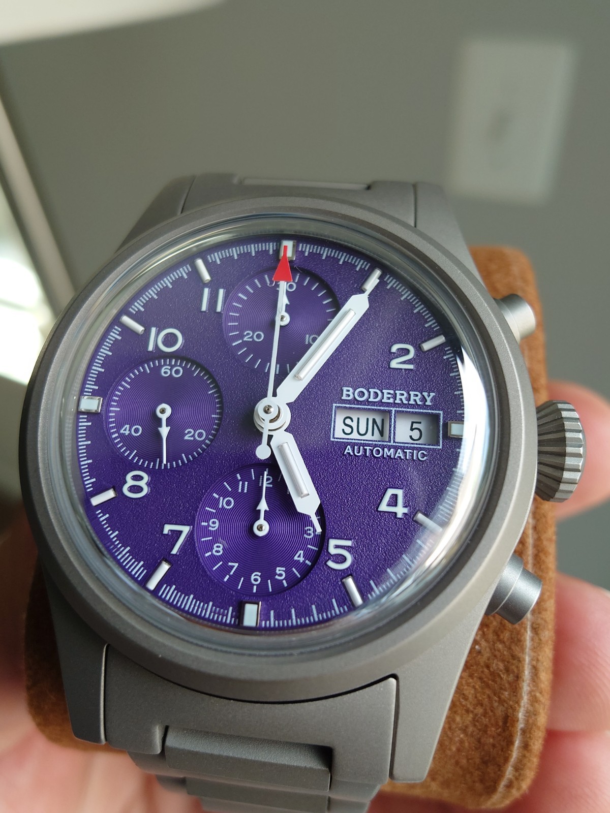 BODERRY LANDMASTER CHRONO – Titanium Automatic Tritium Field Watch (PURPLE)