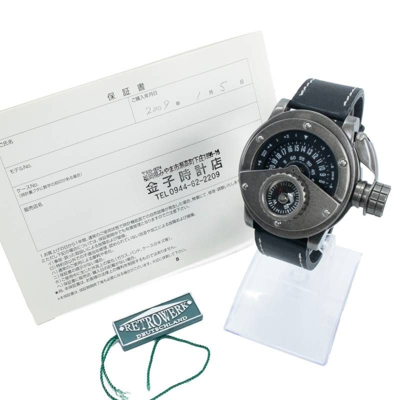 Working Condition RETROWERK Retro Watch Quartz Men’s R 004 Black Silver Marine R