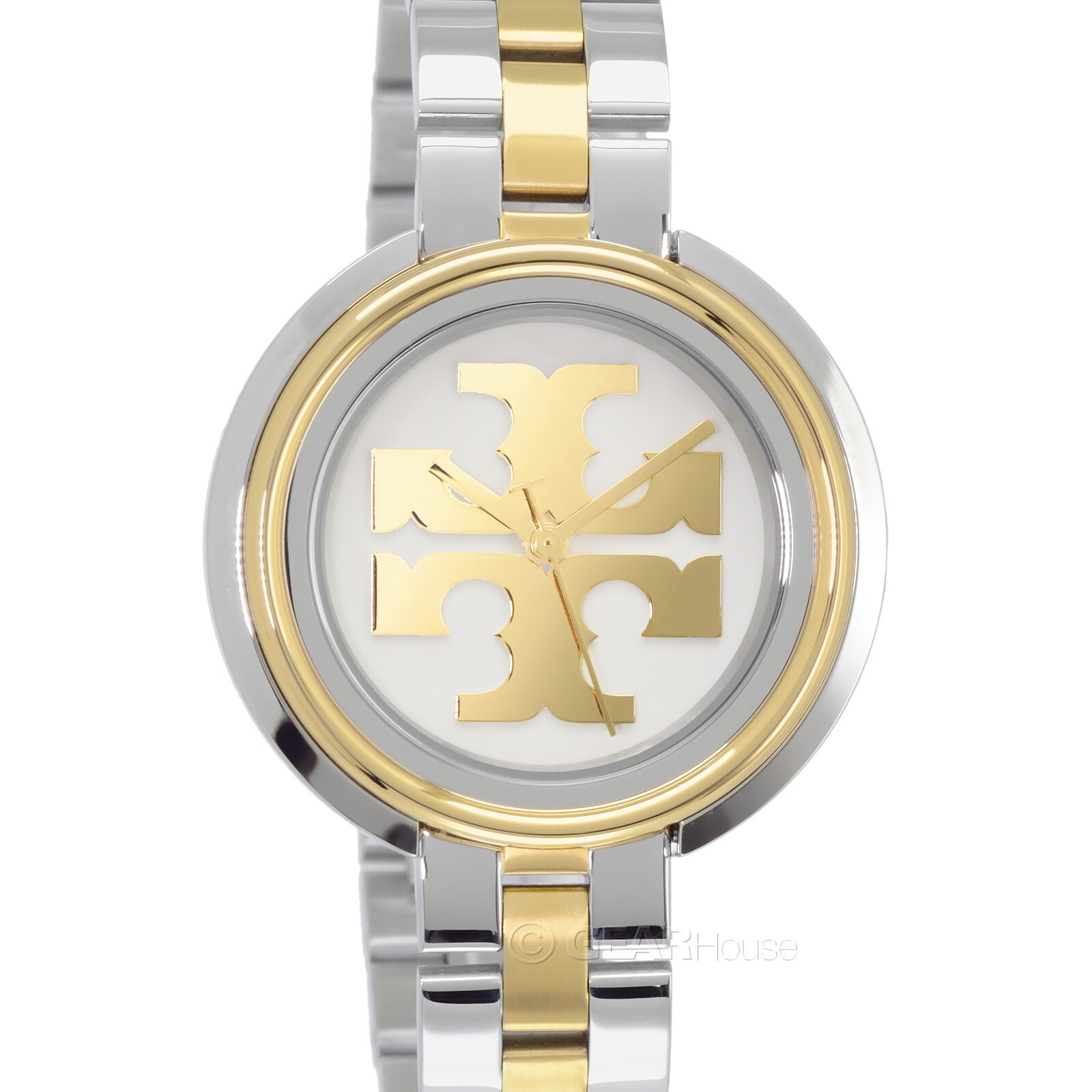 TORY BURCH Miller Womens Two-Tone Dress Watch, White Gold Dial, Stainless Steel