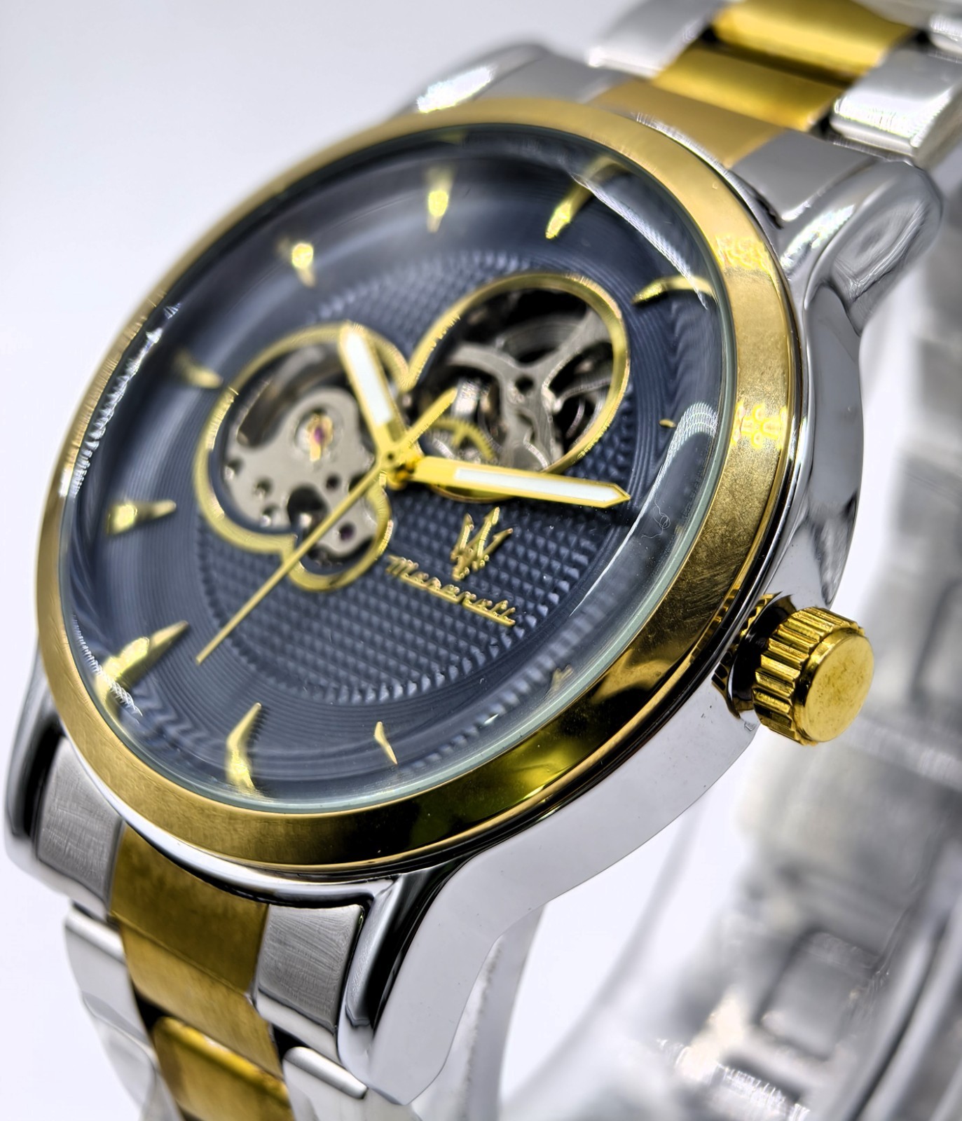 Amazing Maserati Automatic Blue Dial Dual Tone Band Analog Men’s Wrist Watch